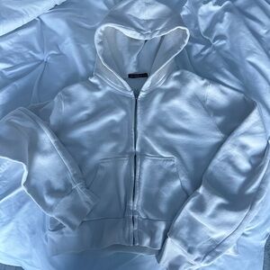 Brandy Melville White Cropped Zip Up